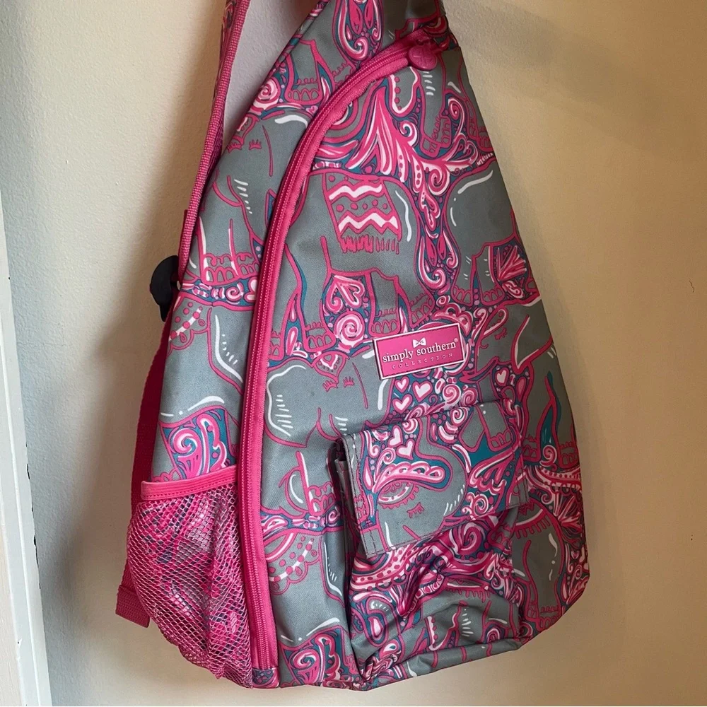 Simply Southern‎ Pink and Gray Sling Bag Crossbody Preppy Casual